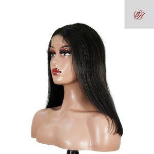 center wig natural black remy hair 2x6 lace closure straight bob human hair wig