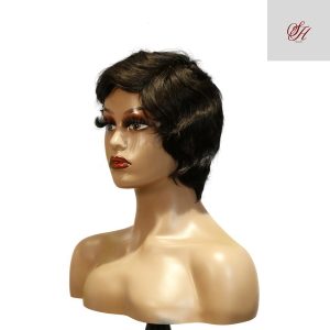 center wig machine made black wig remy hair h001