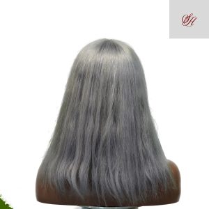 center wig machine made gray wig remy hair 12p