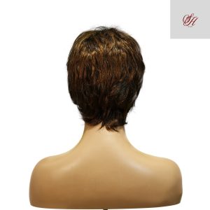 center wig machine made black wig remy hair tc066