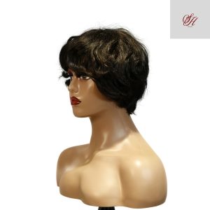 center wig machine made black wig remy hair tc16