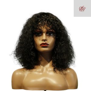 center wig machine made black wig remy hair tc047
