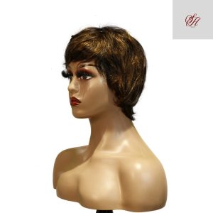 center wig machine made black wig remy hair tc066
