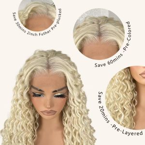 center wig 13x4 deep wave lace front wig 613 remy hair