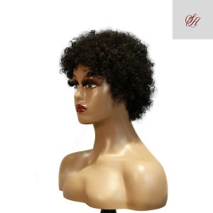 center wig machine made black wig remy hair h023