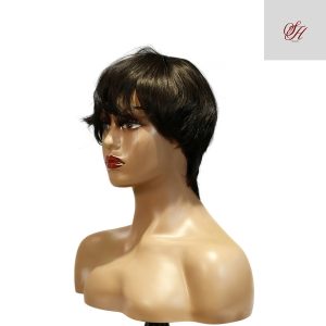 center wig machine made black wig remy hair h081