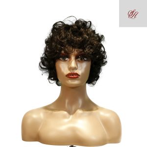 center wig machine made black wig remy hair tc002