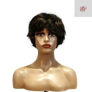 center wig machine made black wig remy hair tc16