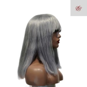 center wig machine made gray wig remy hair 12p