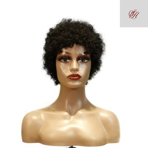 center wig machine made black wig remy hair h023