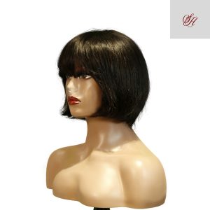 center wig machine made black wig remy hair h009