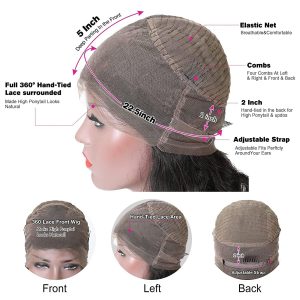 center wig 360 body wave lace front wig remy hair