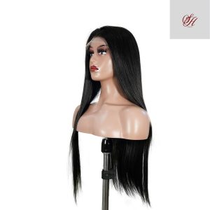 center wig natural black remy hair 6x7 lace closure straight human hair wig