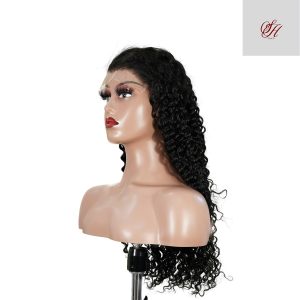 center wig natural black remy hair 6x7 lace closure deep wave human hair wig