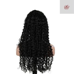 center wig natural black remy hair 6x7 lace closure deep wave human hair wig