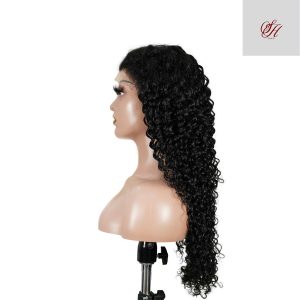 center wig natural black remy hair 6x7 lace closure deep wave human hair wig