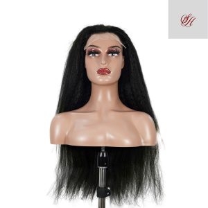 center wig natural black remy hair 6x7 lace closure yaki straight human hair wig