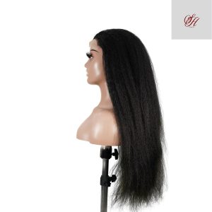 center wig natural black remy hair 6x7 lace closure yaki straight human hair wig