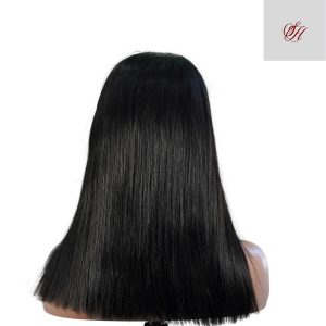 center wig natural black remy hair 5x5 lace closure straight bob human hair wig