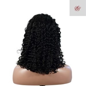 center wig natural black remy hair 2x6 lace closure deep wave bob human hair wig