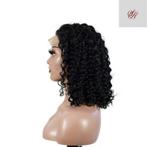 center wig natural black remy hair 5x5 lace closure deep wave 12 inch bob human hair wig