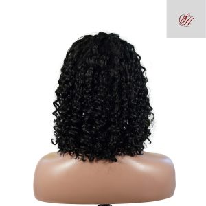 center wig natural black remy hair 5x5 lace closure jerry curly 12 inch bob human hair wig