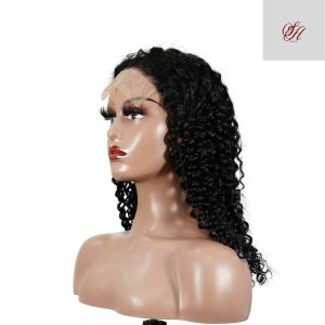 center wig natural black remy hair 5x5 lace closure jerry curly human hair wig