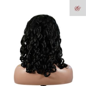 center wig natural black remy hair 5x5 lace closure bouncy curls human hair wig