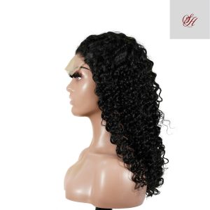 center wig natural black remy hair 5x5 lace closure deep wave human hair wig