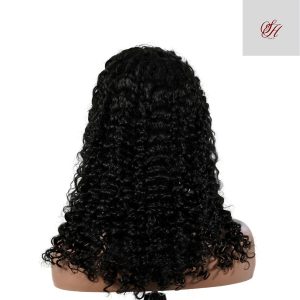 center wig natural black remy hair 5x5 lace closure deep wave human hair wig