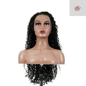 center wig natural black asian raw hair 13x6 hd lace front wig deep wave human hair wig
