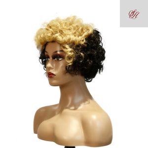 center wig machine made black wig remy hair tc004