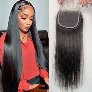 center wig remy hair 4x4 straight closure