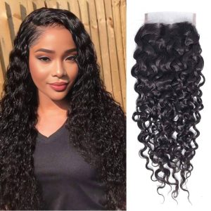 center wig remy hair 4x4 water wave closure