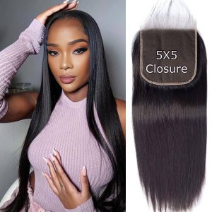 center wig remy hair 5x5 straight hd closure