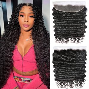 center wig remy hair 13x4 deep wave hd frontal