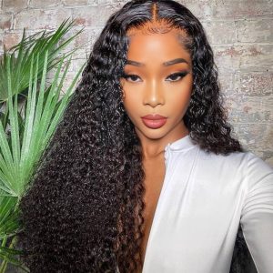 Home center wig 13x4 kinky curly lace front wig natural black remy hair